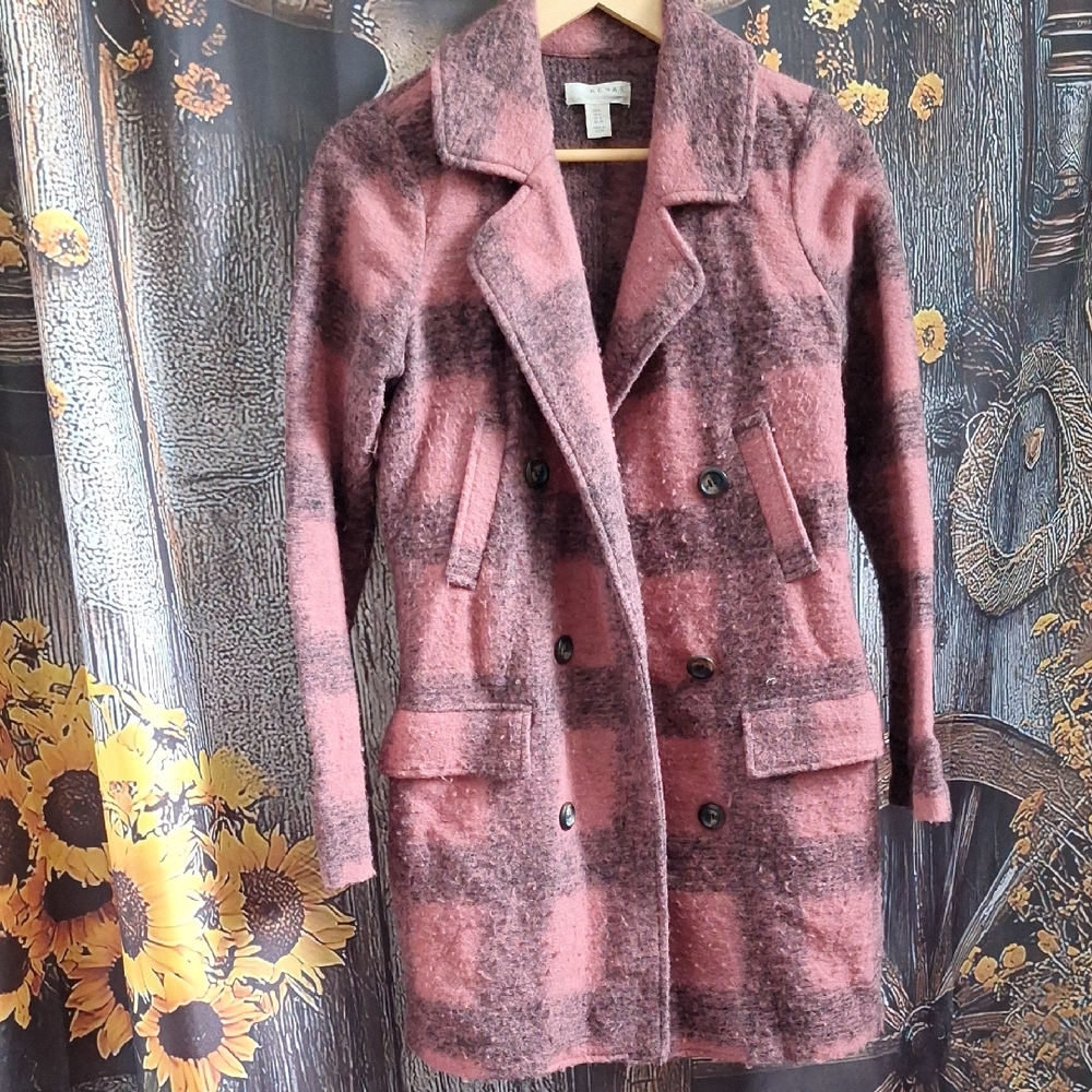 Kenar Women's Pink and Black Pea Coat